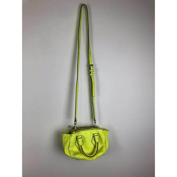 DIANE VON FURSTENBERG Voyage Itsy Double Zip Caviar Mini Satchel in Chartreuse - Picture 3 of 13